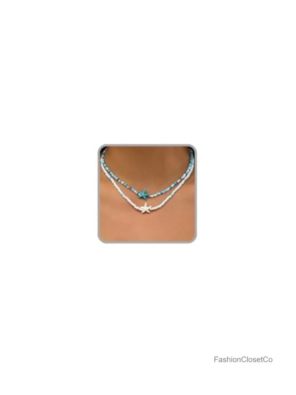 Layered Starfish Pendant Necklace Beach Jewelry Shell Beaded Choker for Women